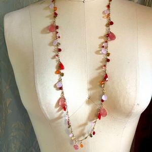 Lauren Multi Tone Pink Teardrop crystal necklace 35 1/2” inch necklace